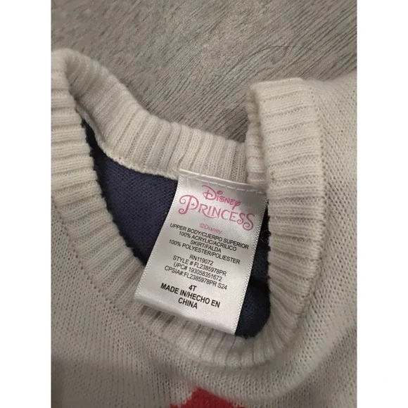 Disney Princess Snow White Tutu Dress Girls 4T Blue Yellow Sweater Tulle - Picture 2 of 6